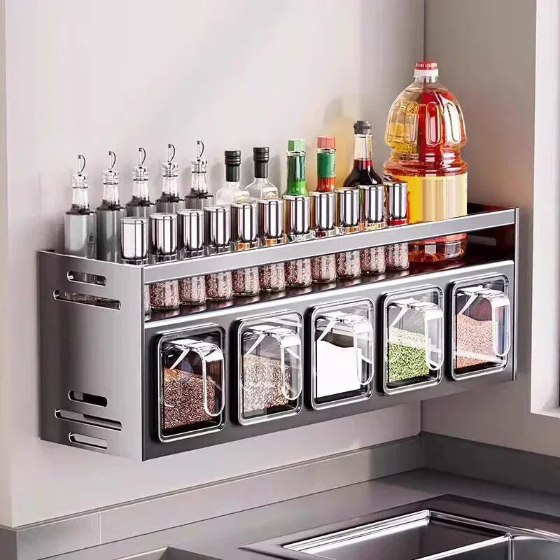Stainless Steel Wall-Mounted Spice Rack