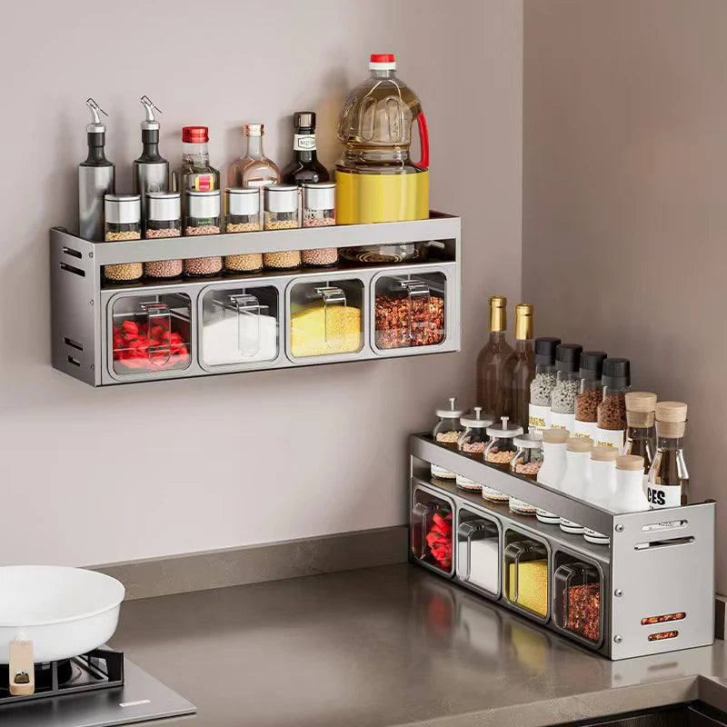 Stainless Steel Wall-Mounted Spice Rack