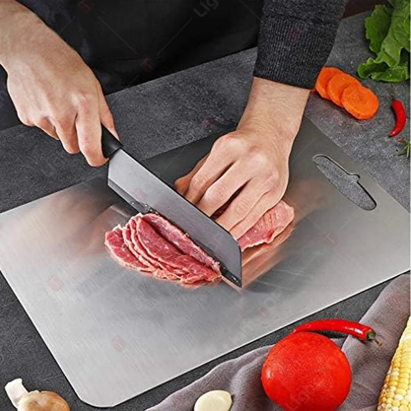Stainless steel chopping board

Dual-surface cutting board

Kitchen prep board

Non-slip chopping board

Durable cutting board

Reversible kitchen board

Meat and vegetable cutting board

Professional kitchen board

Home cooking essential

Food prep board

Easy-clean chopping board

Heavy-duty cutting board

Stainless kitchen accessory

Multi-purpose chopping board

Chef cutting board
