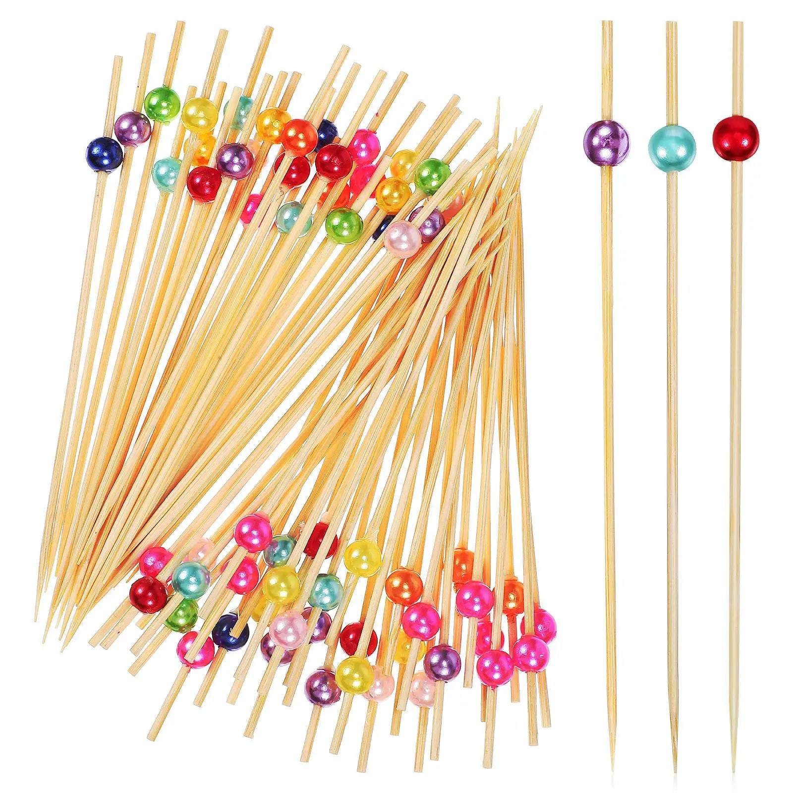 Colorful Pearl Bamboo Cocktail Picks